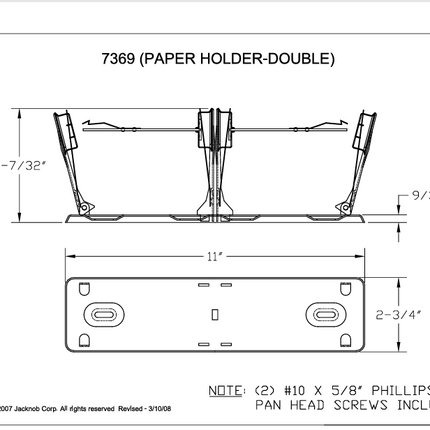 207369 PAPER HOLDER-DOUBLE ROLL. STEEL-CHROME Plated Case with 25 units