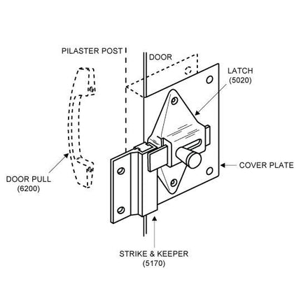 Fix it Kit 115510 Latch (Out-swing) for 1" Door SQUARE-EDGE DOOR. Zinc Molded Chrome Finish Latch 2 3/4" HC. WITH DOOR PULL.