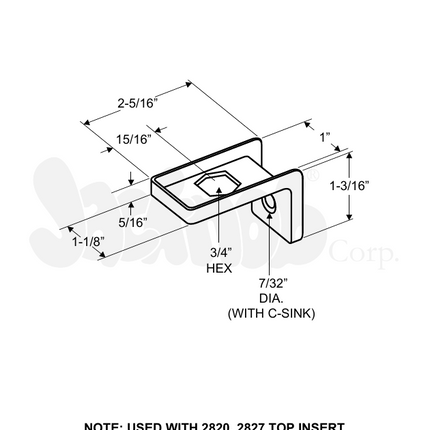 SQUARE Door Insert "Bottom" for 1" Door in Polished Chrome Finish (2810). For Steel Square-Edge-Door (Zamac Molded)
