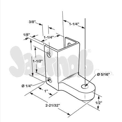 SQUARE 1 1/4" Pilaster BOTTOM Hinge Bracket 3290 Polished Chrome