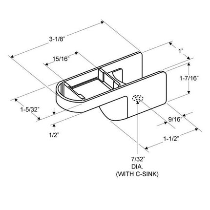 ROUND Door Insert "Bottom" for 1" Door in Polished Chrome Finish (4060). For Steel Round Edge Door (Zamac Molded)