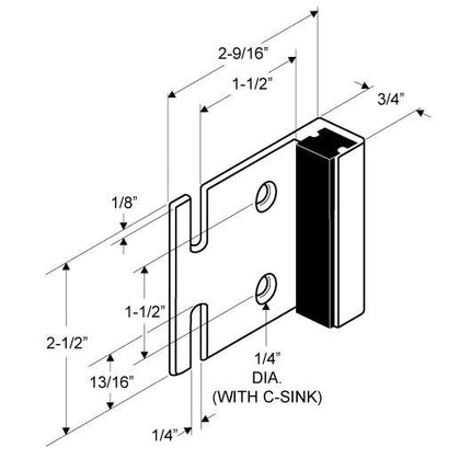 FIX-IT-KIT LATCH, STRIKE & KEEPER (INSWING) 126790 FOR 1" SQUARE DOOR FLAT- OPEN SLOT..