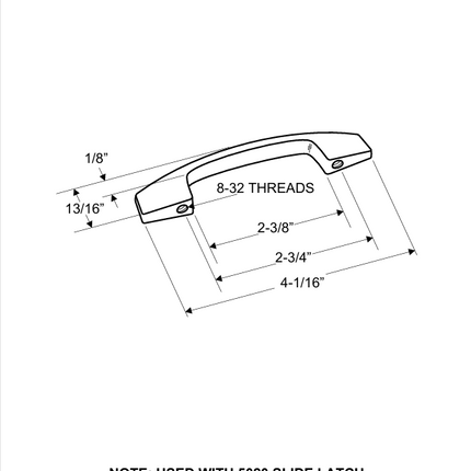 Door Pull 2 3/4" 6200 ZAMAC-MOLDED-Polished Chrome (Door pull Only, No-Screws).