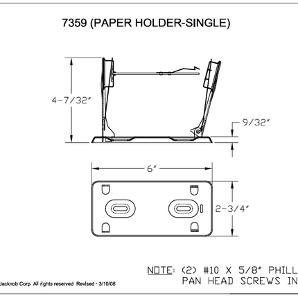 207359 PAPER HOLDER-SINGLE. STEEL-CHROME Plated (CASE WITH 50 each)