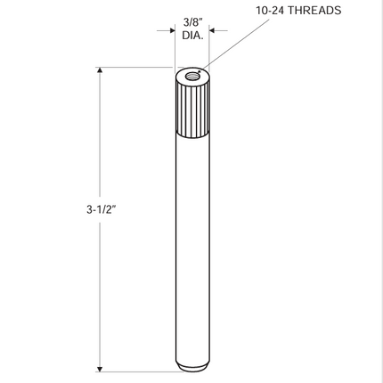 PIN, HINGE- 3/8" X 3 1/2" 99109 STRAIGHT STEEL-KNURLED 10-24 Thread