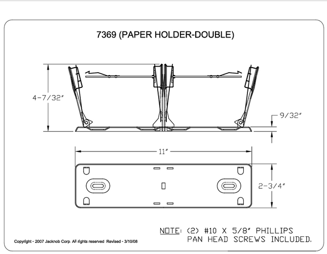 207369 PAPER HOLDER-DOUBLE ROLL. STEEL-CHROME Plated Case with 25 units