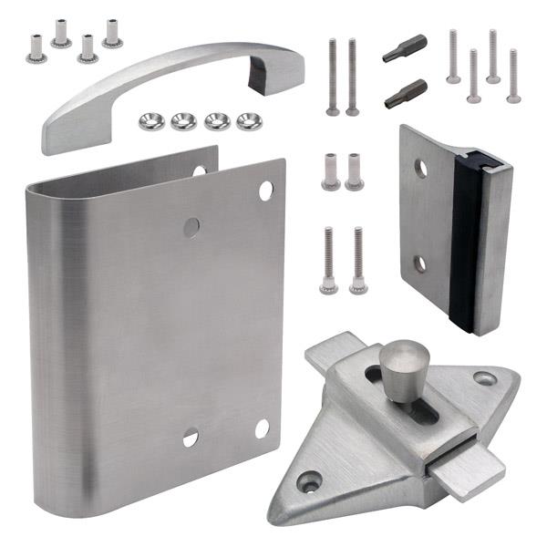 Fix it Kit 111703 Latch (Out-swing) for 1" Door ROUND-EDGE DOOR. CASTED SS 304 Satin.  Latch 2 3/4" HC. WITH DOOR PULL.