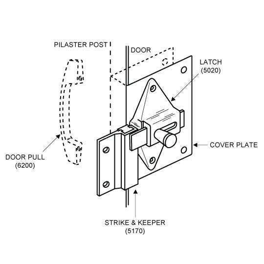 Fix it Kit 115510 Latch (Out-swing) for 1" Door SQUARE-EDGE DOOR. Zinc Molded Chrome Finish Latch 2 3/4" HC. WITH DOOR PULL.