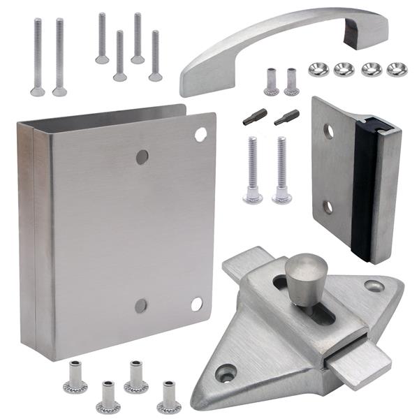 Fix it Kit 115513 Latch (Out-swing) for 1" Door SQUARE EDGE DOOR. CASTED SS 304 Satin.  Latch 2 3/4" HC. WITH DOOR PULL