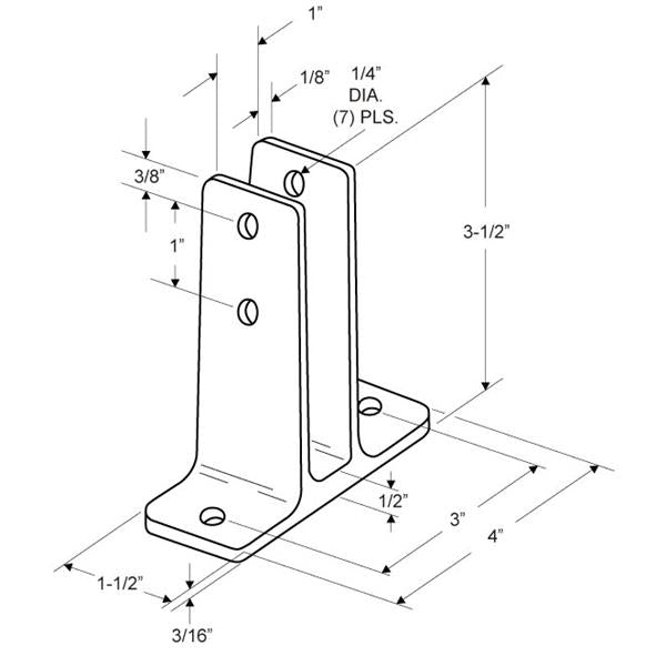 Urinal Screen & Wall Bracket 1283 Two Ear 1" X 3 1/2"  CASTED STAINLESS Steel Satin finish