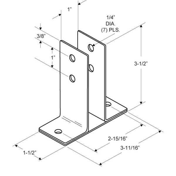 Urinal Screen & Wall Bracket 1669 One Ear 1" X-HIGH Stamped Stainless Steel Satin finish.