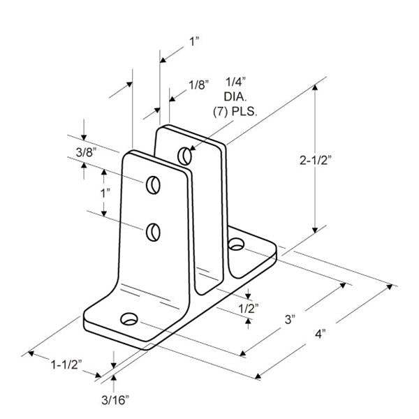 Urinal Screen & Wall Bracket 1610 Two Ear 1" Zinc Molded and Chrome Polished finish