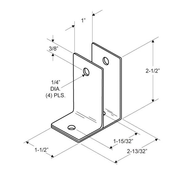 Wall Bracket 1769 One Ear 1" Stamped Stainless Steel Satin finish