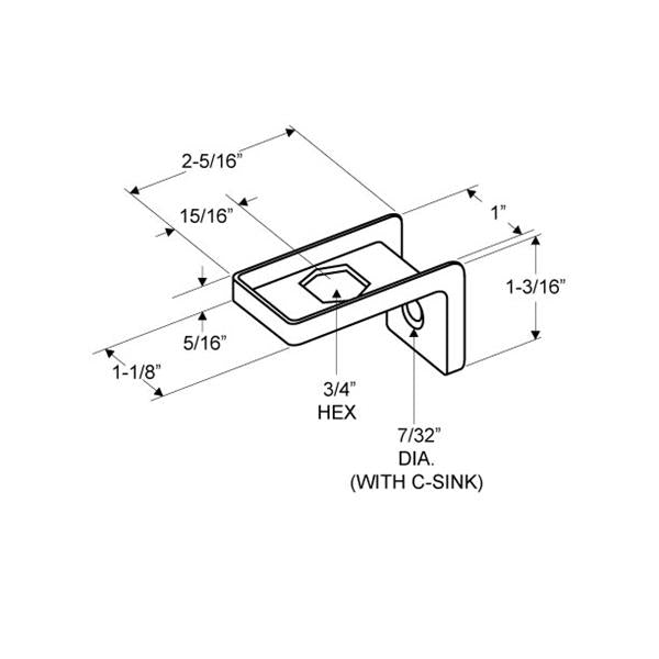 SQUARE Door Insert "Bottom" for 1" Door in Polished Chrome Finish (2810). For Steel Square-Edge-Door (Zamac Molded)