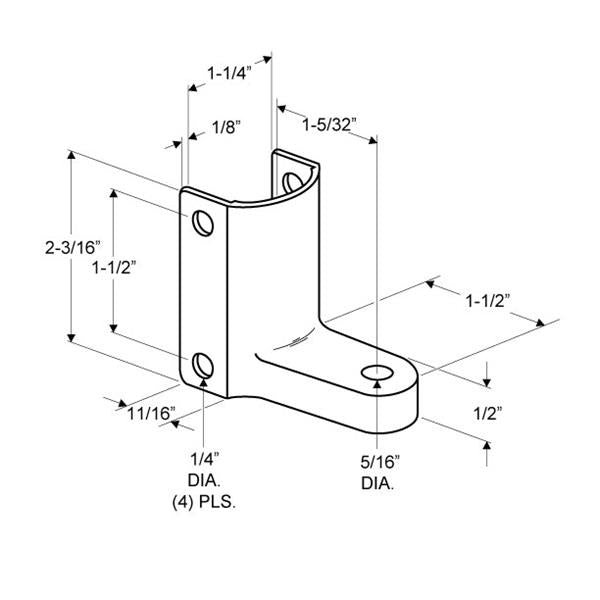 ROUND 1 1/4" Pilaster BOTTOM Hinge Bracket 3010 Polished Chrome w/ Screw Pack