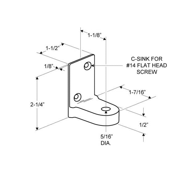Direct-to-Wall Hinge Bracket BOTTOM FLAT  3280 Chorome Finish.