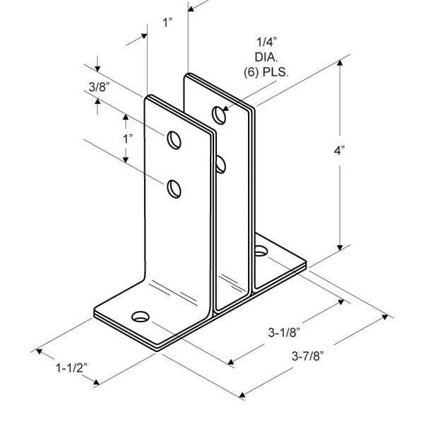 Urinal Screen & Wall Bracket 4339 One Ear 1" X-HEAVY Stamped Stainless Steel Satin finish