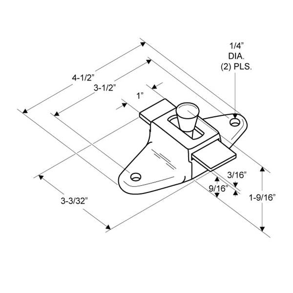 LATCH-SLIDE 5050 ZINC MOLDED Chrome finish. (3 1/2" HC)