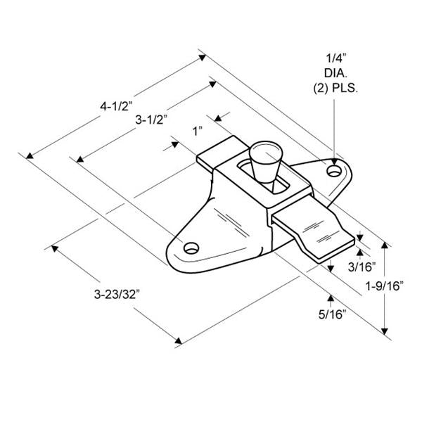 LATCH SLIDE 5060 Surface Mounted-OFFSET Zinc Molded-Chrome Finish (3 1/2" HC)