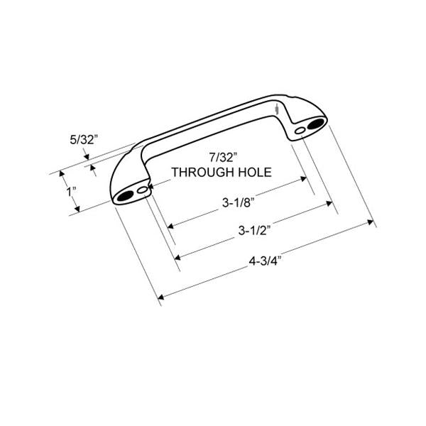 5440 DOOR PULL W/THROUGH HOLE-ZAMAC-MOLDED-POLISHED CHROME 3 1/2" CH.  (USE W/5400) NO-SCREWS.