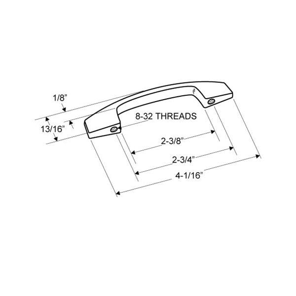 Door Pull 2 3/4" 6200 ZAMAC-MOLDED-Polished Chrome (Door pull Only, No-Screws).