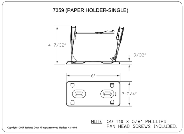 207359 PAPER HOLDER-SINGLE. STEEL-CHROME Plated (CASE WITH 50 each)