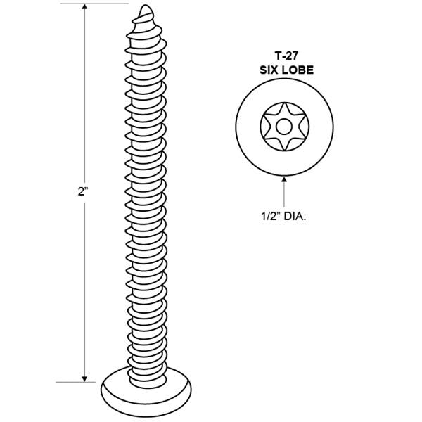 12 x 2" Truss AB 6-LOBE Screw Chrome (100 Pack)