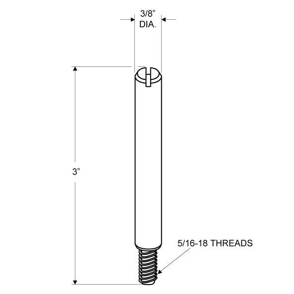 PIN-HINGE- 3/8" X 3" Threaded (98584) 5/16-18 Thread