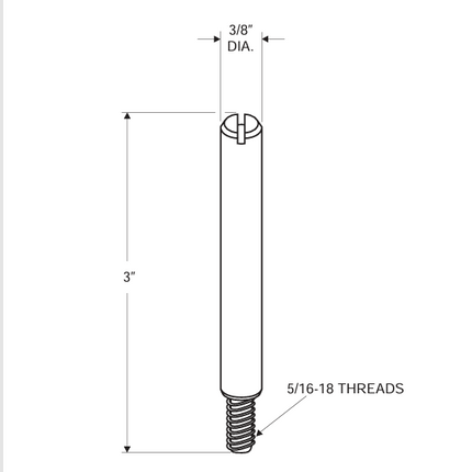 PIN-HINGE- 3/8" X 3" Threaded (98584) 5/16-18 Thread
