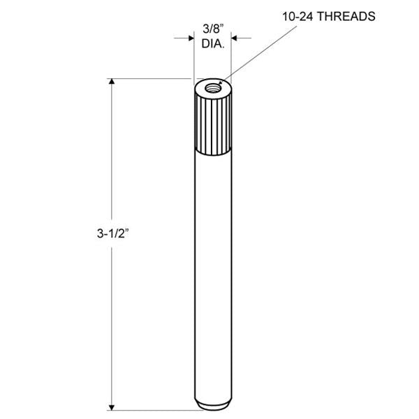 PIN, HINGE- 3/8" X 3 1/2" 99109 STRAIGHT STEEL-KNURLED 10-24 Thread